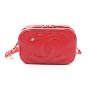 Chanel Coco Mark Chain Waist Bag Handbag Leather Women's Red